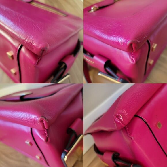 Stuart Weitzman Eastside Structured Satchel Crossbody Tote Magenta Fuchsia Pink - Picture 10 of 15